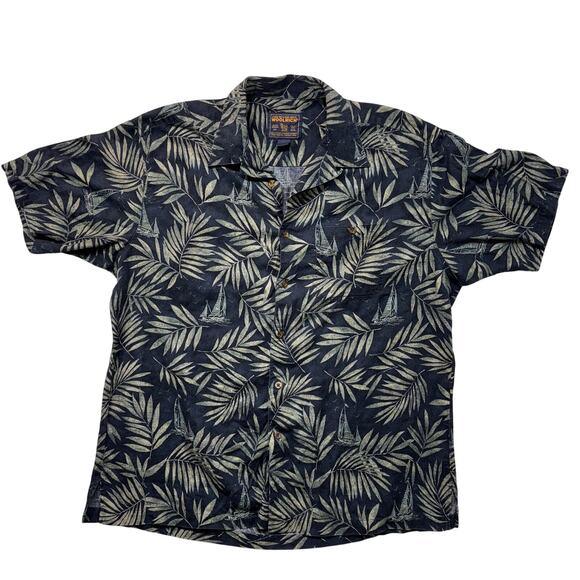 WOOLRICH John Rich & Bros. Other - Vintage Woolrich Shirt Mens 2XL XXL Blue Tropical Palm Leaf Aloha Hawaiian Beach